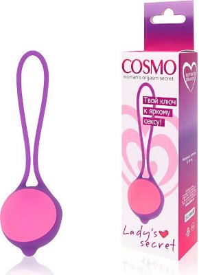 Фиолетово-розовый вагинальный шарик Cosmo  Цена 661 руб. Диаметр: 3.4 см. Вагинальный шарик - возможность поднять сексуальные отношения на качественно новый уровень! Компактный эротический аксессуар предназначен для тренировки «мышц любви». Изделие снабжено шнурком-хвостиком для легкого извлечения. Секс-игрушка имеет мягкую, приятную на ощупь поверхность, изготовлена из высококачественного силикона. Страна: Китай. Материал: силикон.