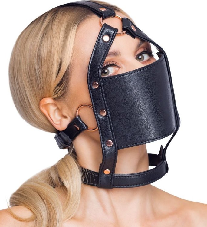 Черный намордник с кляпом-шаром Head Harness With A Gag