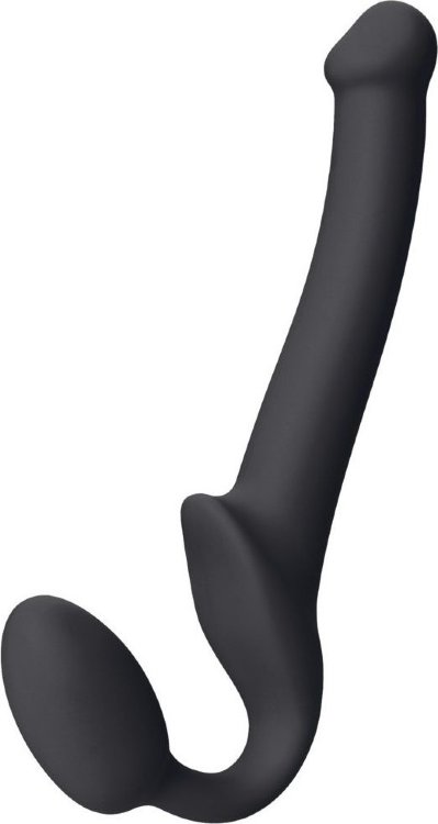 Черный безремневой страпон Silicone Bendable Strap-On - size S