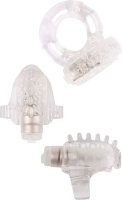 Набор из 3 прозрачных эрекционных колец с вибрацией Teasers Ring Kit