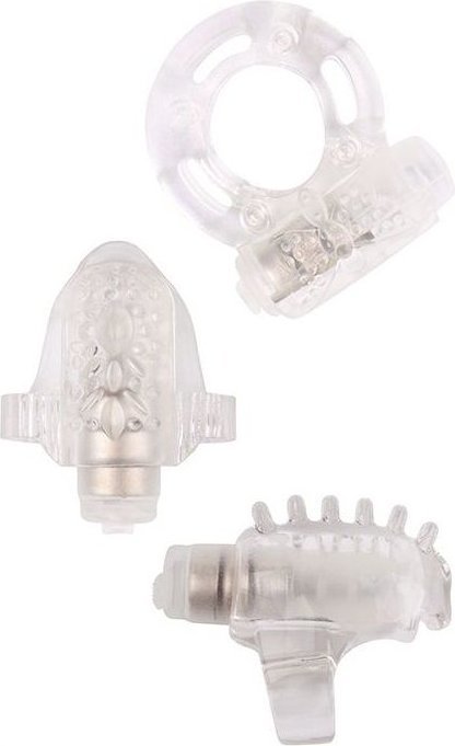 Набор из 3 прозрачных эрекционных колец с вибрацией Teasers Ring Kit