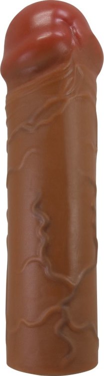 Коричневая насадка-удлинитель на пенис Nile - 16,5 см.