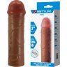 Коричневая насадка-удлинитель на пенис Nile - 16,5 см.