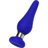 Синяя силиконовая анальная втулка с ограничителем - 10 см.