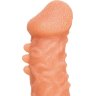 Телесная закрытая насадка с шершавой головкой Cock Sleeve Size M - 15,6 см.