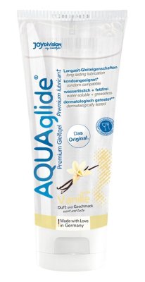 Смазка на водной основе AQUAglide с ароматом ванили - 100 мл. Приятный на вкус и соблазнительный аромат. Возбуждающее соединение, которое приглашает к часам, наполненным страстью. Даже небольшого количества бархатистой ванили AQUAglide достаточно, чтобы погрузить тело и разум в чувственные ощущения. Ваниль AQUAglide идеально подходит для орального секса. Погрузитесь в непреодолимое чувство занятий любовью: кристально чистая оригинальная смазка AQUAglide — это смазка премиум-класса, которая обеспечивает длительный оптимальный уровень увлажнения всего несколькими каплями. Нанесите желаемое количество на интимную зону. Aqua, Vegetable Glycerin, Hydroxyethylcellulose, Sodium Methylparaben, Sodium Saccharin, Sodium Benzoate, Lactic Acid, Aroma. Страна: Германия. Объем: 100 мл.