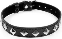 Черный ошейник с серебристыми ромбиками
