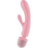 Розовый двусторонний вибромассажер Triple Lover - 23,7 см.