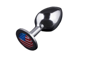 Большая анальная пробка с флагом США - 9 см.