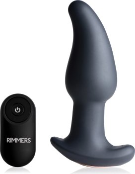 Черная анальная вибропробка с эффектом римминга Gyro M Curved Rimming Plug - 13,7 см.