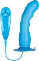 Голубой вибратор для G-точки BUNNY ICY - 18 см.