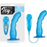 Голубой вибратор для G-точки BUNNY ICY - 18 см.