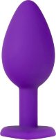 Фиолетовая анальная пробка с золотистым кристаллом-сердцем Bling Plug Small - 7,6 см.