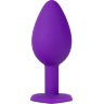 Фиолетовая анальная пробка с золотистым кристаллом-сердцем Bling Plug Small - 7,6 см.