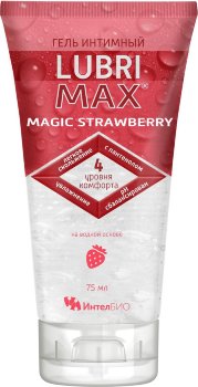 Интимный гель-смазка на водной основе Lubrimax Magic Strawberry - 75 мл.