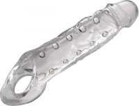 Прозразная закрытая насадка на пенис с поддержкой мошонки Clearly Ample Penis Enhancer - 22 см.