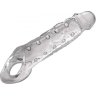 Прозразная закрытая насадка на пенис с поддержкой мошонки Clearly Ample Penis Enhancer - 22 см.