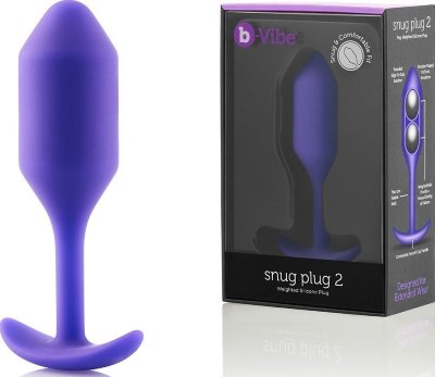 Фиолетовая пробка для ношения B-vibe Snug Plug 2 - 11,4 см.  Цена 10 849 руб. Длина: 11.4 см. Диаметр: 3.4 см. Анальный плаг от профессионального секс-тренера из США. Имеет специальную форму скругленной торпеды, которая наиболее комфортно ощущается внутри тела и которую легко вводить. Длинная шея между самим плагом и ограничительным основанием позволяет пробке двигаться внутри тела, что обеспечивает особую стимуляцию анального канала. Внутри силиконовой оболочки металлический шар, который создает уникальные ощущения наполненности. Мягкое, но надежное основание, делает ношение пробки безопасным. Плаг можно использовать во время секса или для самостоятельного получения наслаждения. В комплекте подробная инструкция на русском языке и чехол для хранения. Рабочая длина - 10 см. Вес - 114 гр. Страна: США. Материал: силикон.