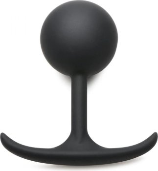 Черная анальная пробка с утяжелением Comfort Plugs Premium Silicone 4.7’’ Weighted Round Plug - 12 см.