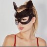 Коричневая кожаная маска Кошечка