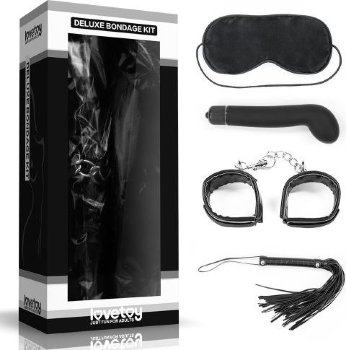БДСМ-набор Deluxe Bondage Kit: маска, вибратор, наручники, плётка