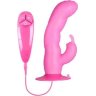 Розовый вибратор с клиторальным стимулятором BUNNY ICY - 18 см.