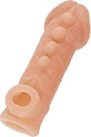 Телесная закрытая насадка с шишечками Cock Sleeve Size M - 15,6 см.