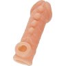 Телесная закрытая насадка с шишечками Cock Sleeve Size M - 15,6 см.