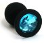 Чёрная силиконовая анальная пробка с голубым кристаллом - 7 см.  Цена 942 руб. - Чёрная силиконовая анальная пробка с голубым кристаллом - 7 см.