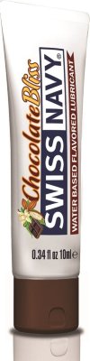 Лубрикант с ароматом шоколада Swiss Navy Chocolate Bliss Lube - 10 мл. Эта смазка на водной основе поможет вам немного освежить интимные отношения. Возбуждающий аромат шоколада и гелеобразная лёгкая текстура разбудят в вас обоих сексуальный голод и жажду экспериментов. Лубрикант безопасен при проглатывании, не содержит сахара и парабенов, а потому идеально подходит как для традиционного, так и для орального секса. Смазка совместима с презервативами и секс-игрушками. Выдавите небольшое количество геля на интимные зоны при помощи дозатора и всё, можно приступать к сексуальному пиршеству. Страна: США. Объем: 10 мл.