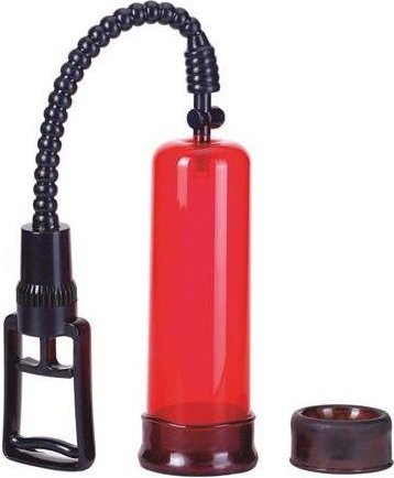 Вакуумная помпа с двумя сменными насадками NEW STAY HARD PUMP CLEAR RED