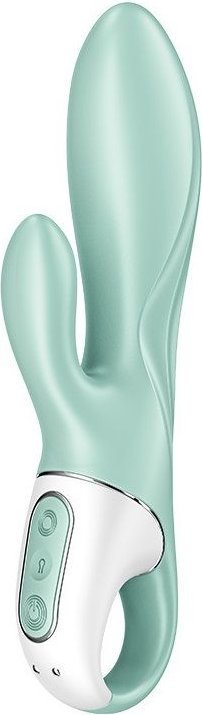 Зеленый вибратор-кролик Satisfyer Air Pump Bunny 5+ с функцией расширения - 20,4 см.