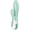 Зеленый вибратор-кролик Satisfyer Air Pump Bunny 5+ с функцией расширения - 20,4 см.