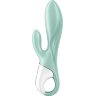 Зеленый вибратор-кролик Satisfyer Air Pump Bunny 5+ с функцией расширения - 20,4 см.