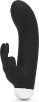 Черный вибратор с клиторальным отростком Greedy Girl Mini Rabbit Vibrator - 14 см.