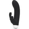 Черный вибратор с клиторальным отростком Greedy Girl Mini Rabbit Vibrator - 14 см.
