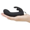 Черный вибратор с клиторальным отростком Greedy Girl Mini Rabbit Vibrator - 14 см.