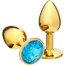 Золотистая анальная пробка с голубым кристаллом - 7 см.  Цена 802 руб. - Золотистая анальная пробка с голубым кристаллом - 7 см.