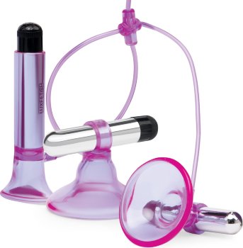 Фиолетовая вибропомпа для клитора и сосков Vibrating Nipple Suckers with Clitoral Pump and Quick Release