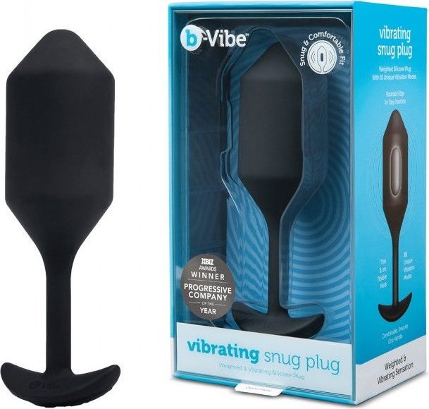 Черная пробка для ношения с вибрацией Snug Plug 4 - 14 см.