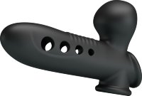 Черная насадка на пенис с эффектом расширения Crane - 18,4 см.