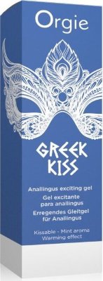 Возбуждающий гель Orgie Greek Kiss для анилингуса - 50 мл.  Цена 2 903 руб. Возбуждающий гель Greek Kiss с согревающим эффектом, ароматом и вкусом мяты. Приятный для поцелуев и практики анилингуса. Анилингус — сексуальная практика, подразумевающая стимуляцию ануса языком или губами с целью вызвать сексуальное возбуждение и/или доставить сексуальное удовлетворение. Продукт унисекс. нанесите небольшое количество продукта на анус, клитор или головку члена, нежными движениями распределите продукт и подождите несколько секунд, чтобы почувствовать согревание и возбуждение. glycerin, aqua, propylene glycol, peg-40 hydrogenated castor oil, sodium benzoate, mentha arvensis leaf oil, sodium saccharin, limonene. Страна: Португалия. Объем: 50 мл.