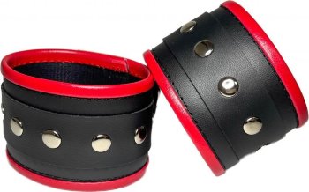 Черно-красные наручники из эко-кожи