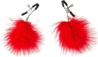 Зажимы на соски с красным пухом Euphoric