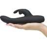 Черный вибратор с клиторальным отростком Greedy Girl Slimline Rabbit Vibrator - 22,8 см.