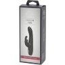 Черный вибратор с клиторальным отростком Greedy Girl Slimline Rabbit Vibrator - 22,8 см.