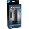Чёрная вибронасадка с кольцом Vibrating Real Feel 2 Extension - 16 см.