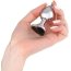 Серебристая анальная пробка с чёрным кристаллом в форме сердца - 7 см.  Цена 649 руб. - Серебристая анальная пробка с чёрным кристаллом в форме сердца - 7 см.