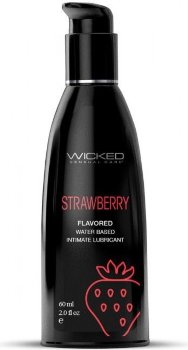 Лубрикант на водной основе с ароматом клубники Wicked Aqua Strawberry - 60 мл.